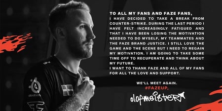 CS:GO pro Olofmeister takes leave of absence from FaZe Clan