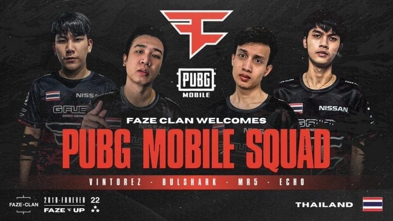 FaZe Clan sign all Thailand squad to PUBG Mobile roster