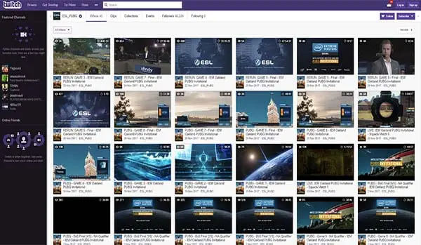 PUBG esports Twitch live streaming channels PUBG esports live streaming sites