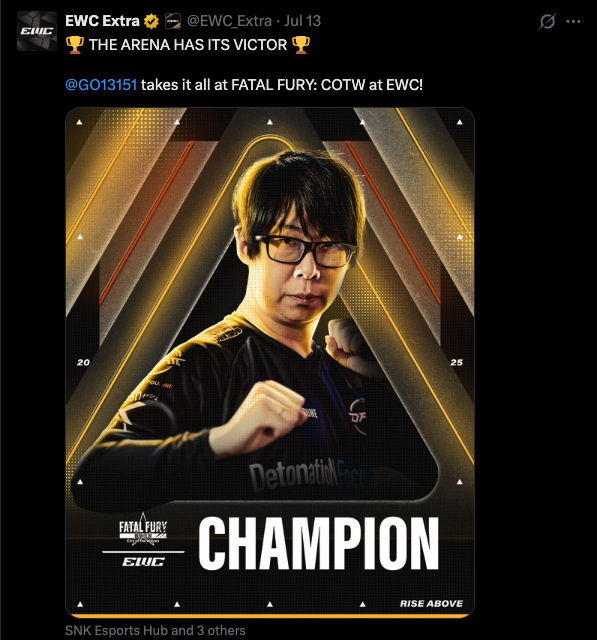 GO1 claims Fatal Fury EWC title