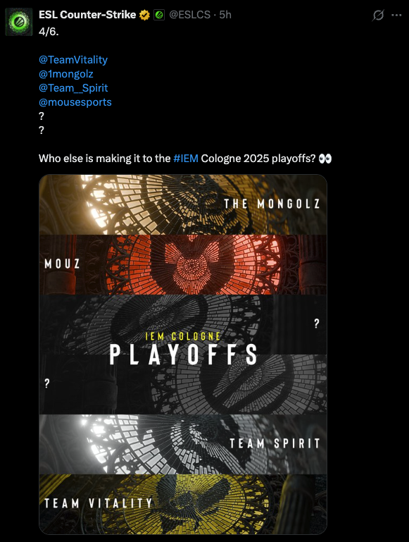 IEM Cologne playoff-bound teams