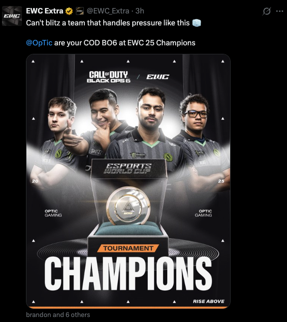 OpTic Gaming win 2025 COD EWC title
