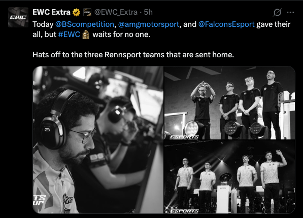 Rennsport Esports World Cup eliminated teams