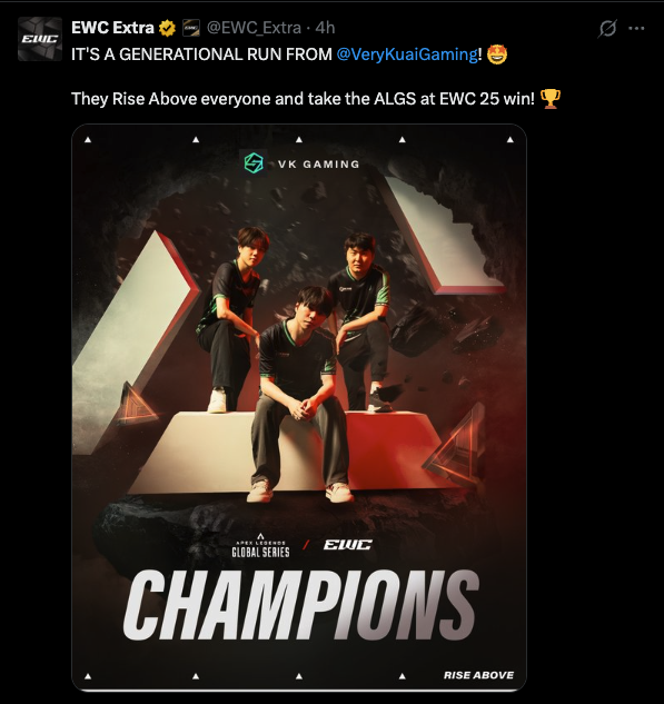 VK Gaming crowned Apex Legends EWC champions