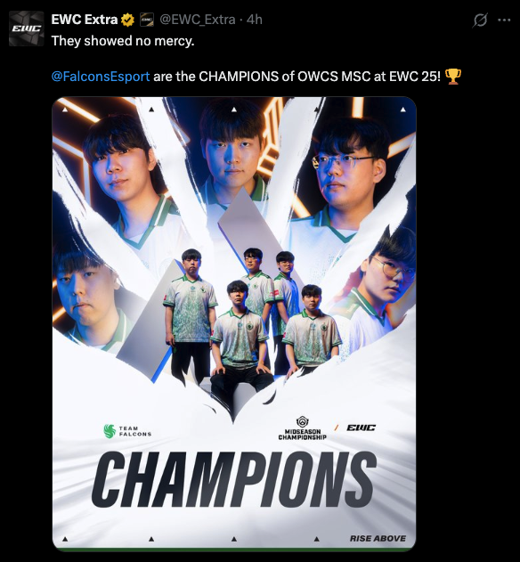 Team Falcons win 2025 OWCS Midseason Championship