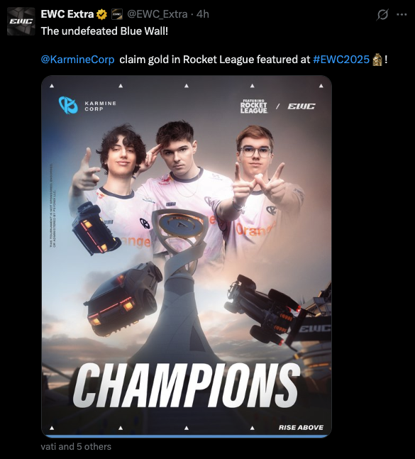 Karmine Corp claim 2025 Rocket League EWC title