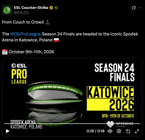 Katowice to host EPL S24 playoffs in 2026