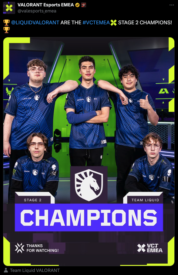 Team Liquid claim VCT EMEA Stage 2 title