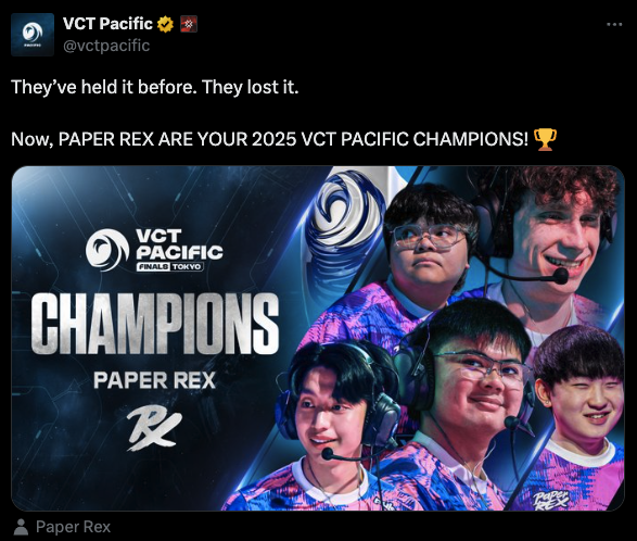 Paper Rex lift another VCT Pacific trophy