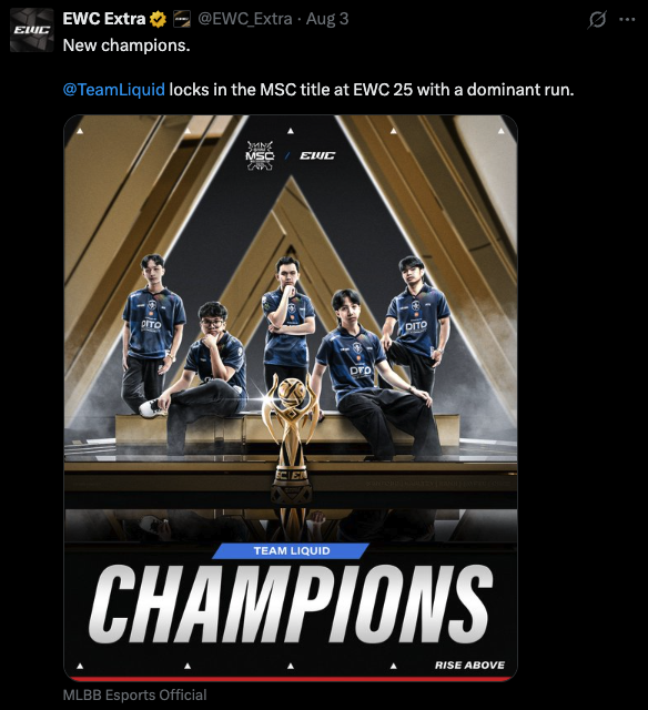 Team Liquid crowned MLBB EWC champions