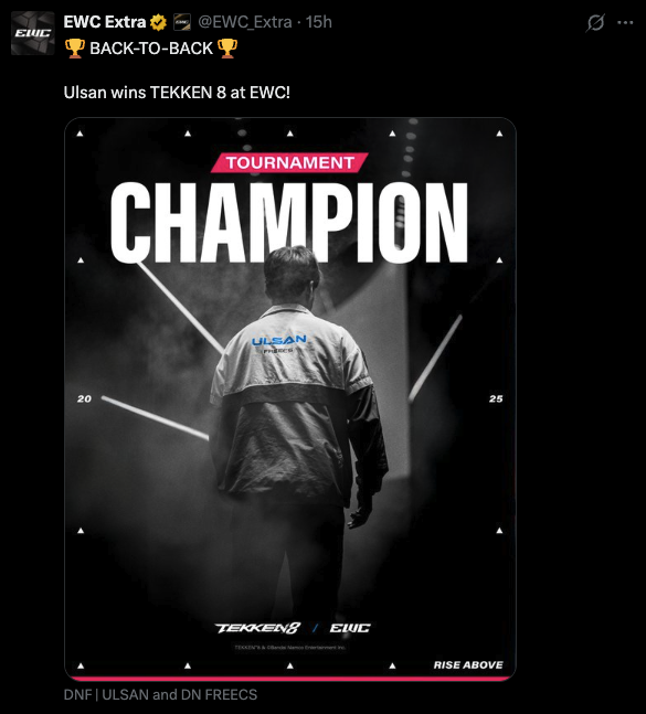 ULSAN lifts Tekken 8 EWC trophy