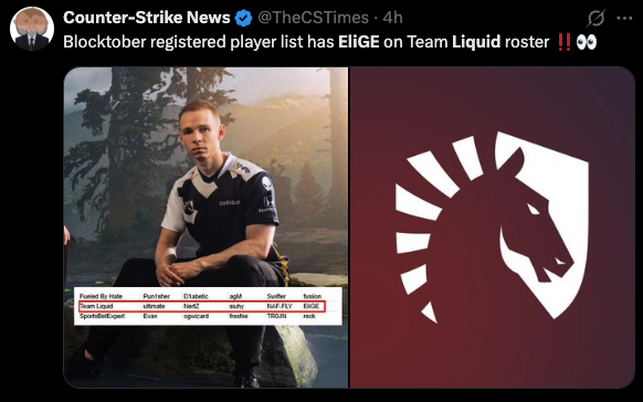 Team Liquid name EliGE on their Fragadelphia roster