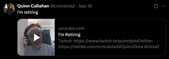 Quinn retires from competitive Dota 2