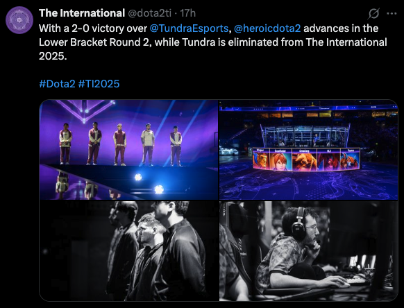 HEROIC eliminated Tundra from TI 2025