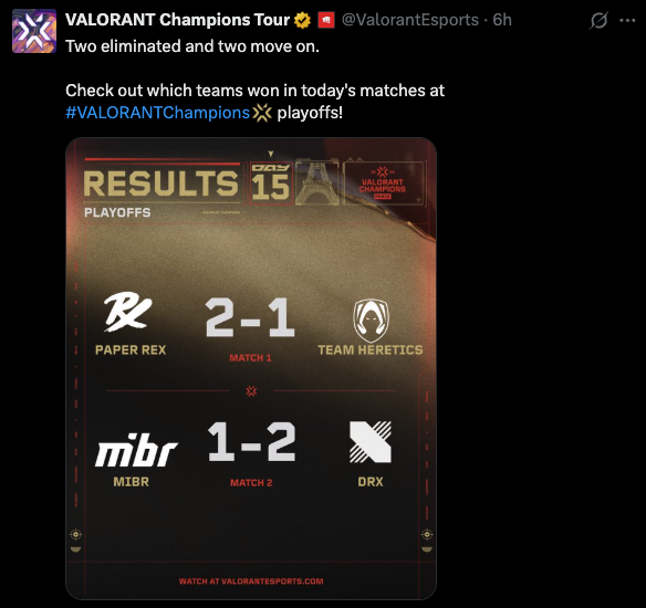 VALORANT Champions LB QF results