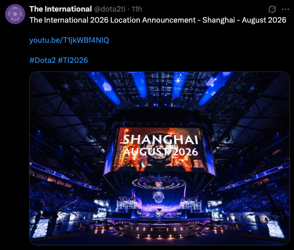 Shanghai will host The International 2026