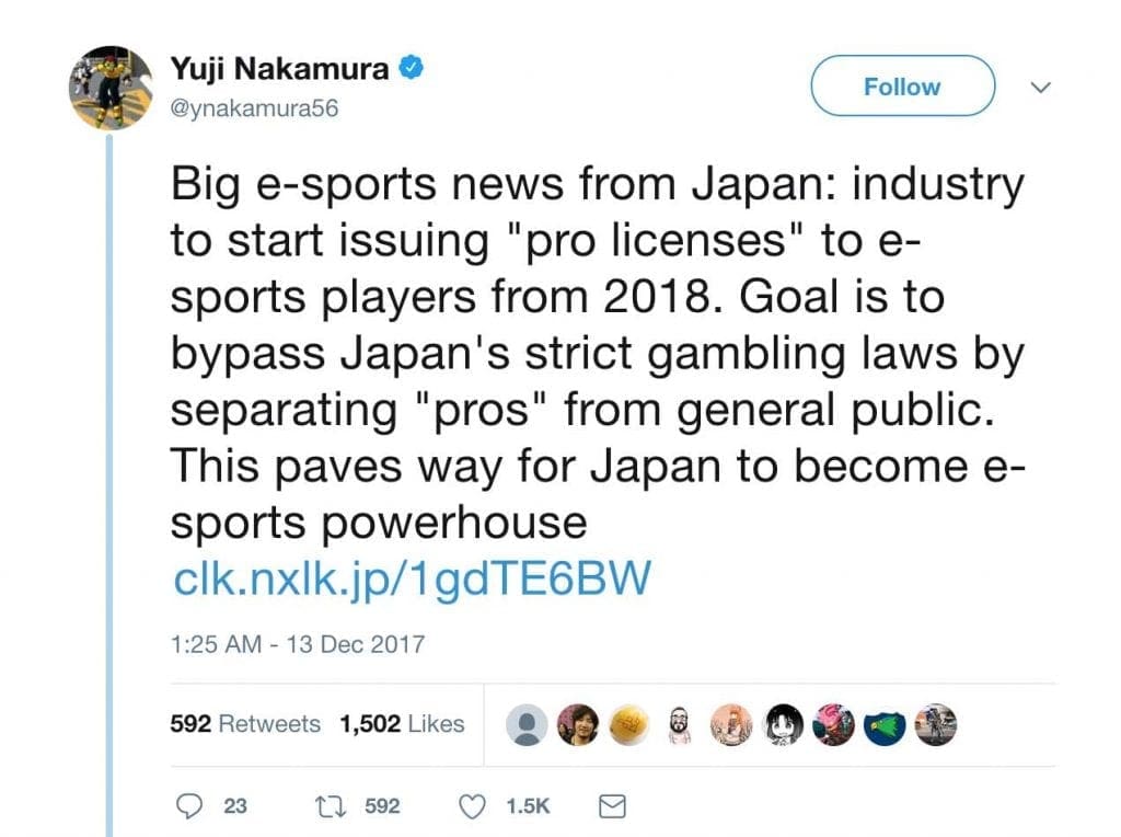 Japan esports pro gaming licenses