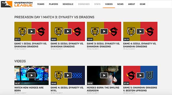 Overwatch League official live streaming site