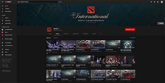 Dota 2 esports YouTube watch