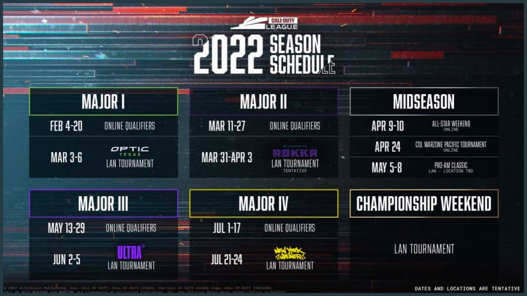 COD League Majors schedule 2022