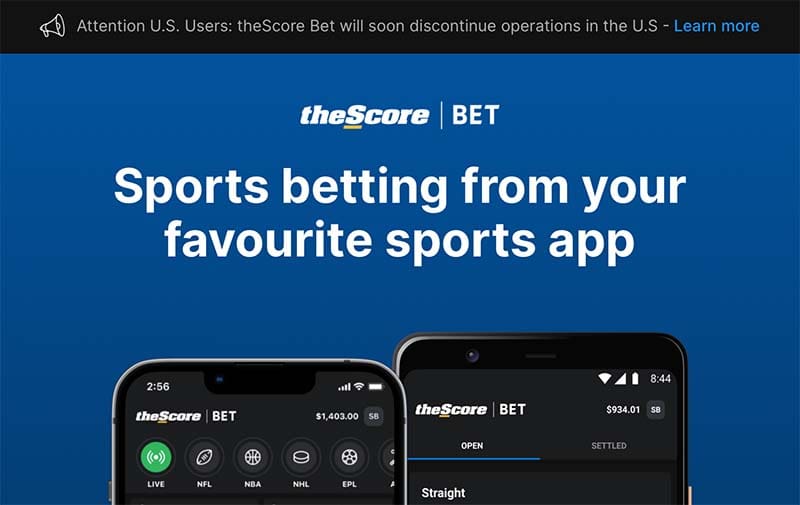 TheScore.Bet set to stop operating in the USA