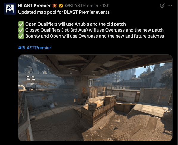 BLAST add Overpass to tournament map pool