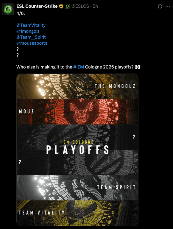 IEM Cologne playoff-bound teams