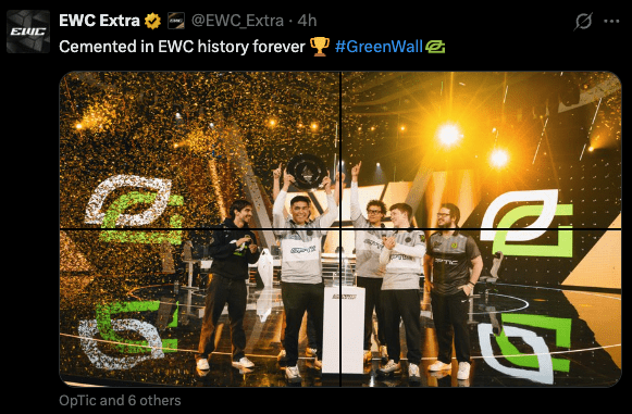 OpTic Gaming lift COD EWC trophy