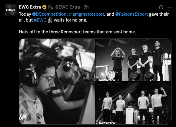 Rennsport Esports World Cup eliminated teams