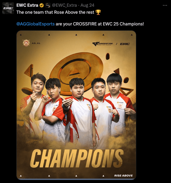 AG.AL lift CrossFire EWC trophy