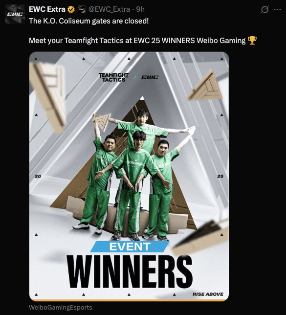 Weibo Gaming crowned TFT EWC 2025 champions
