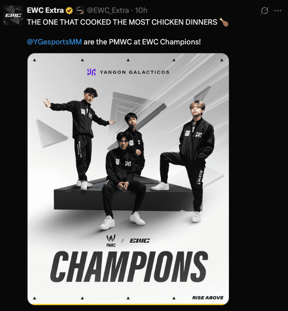 Yangon Galacticos Claim PUBG Mobile World Cup title