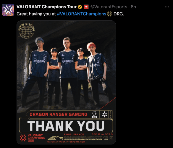 DRG sent home from VALORANT Champions