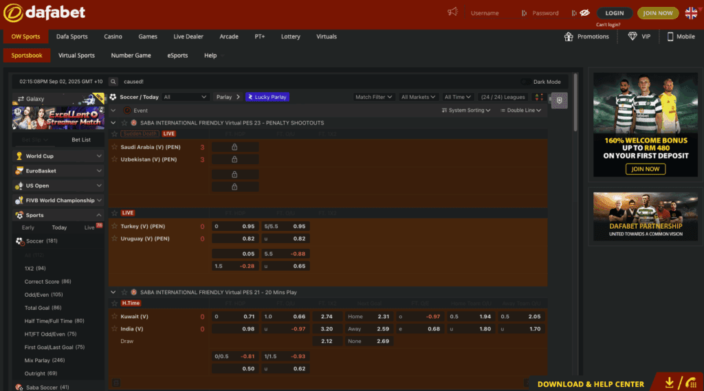 Dafabet home page