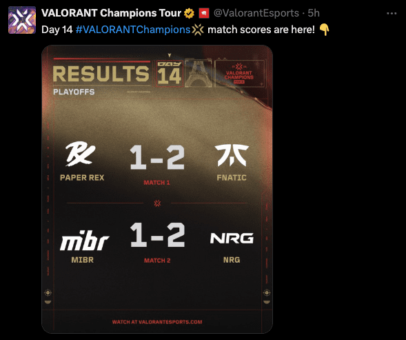 VALORANT Champions Day 4 Playoffs results