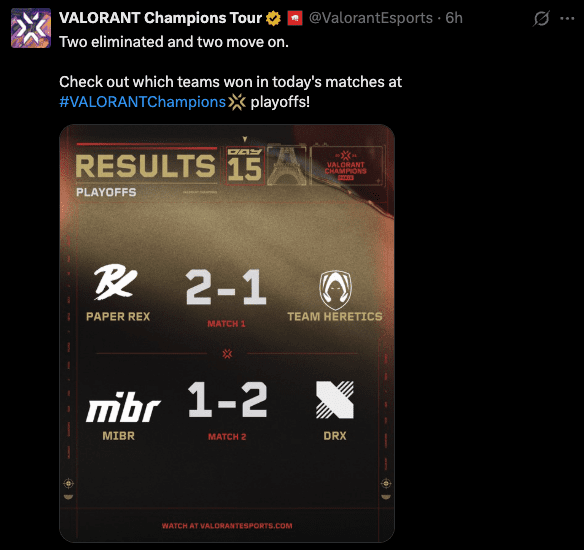 VALORANT Champions LB QF results
