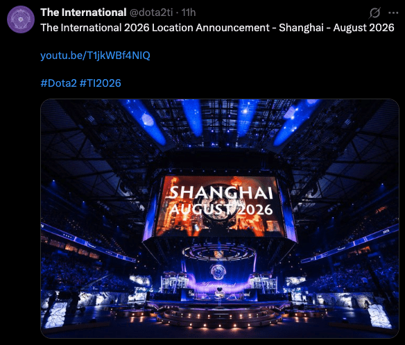Shanghai will host The International 2026