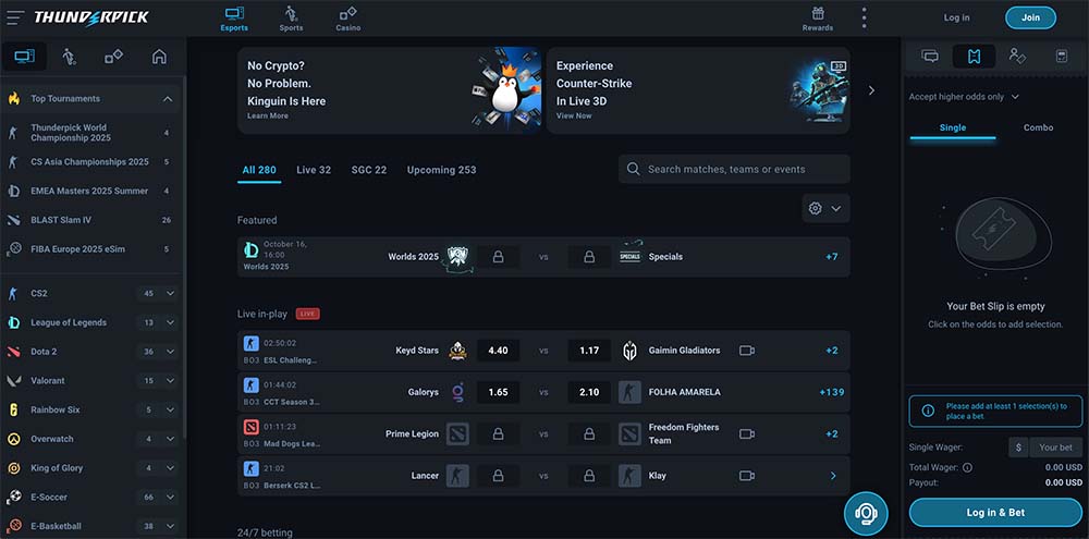 Thunderpick Esports betting review